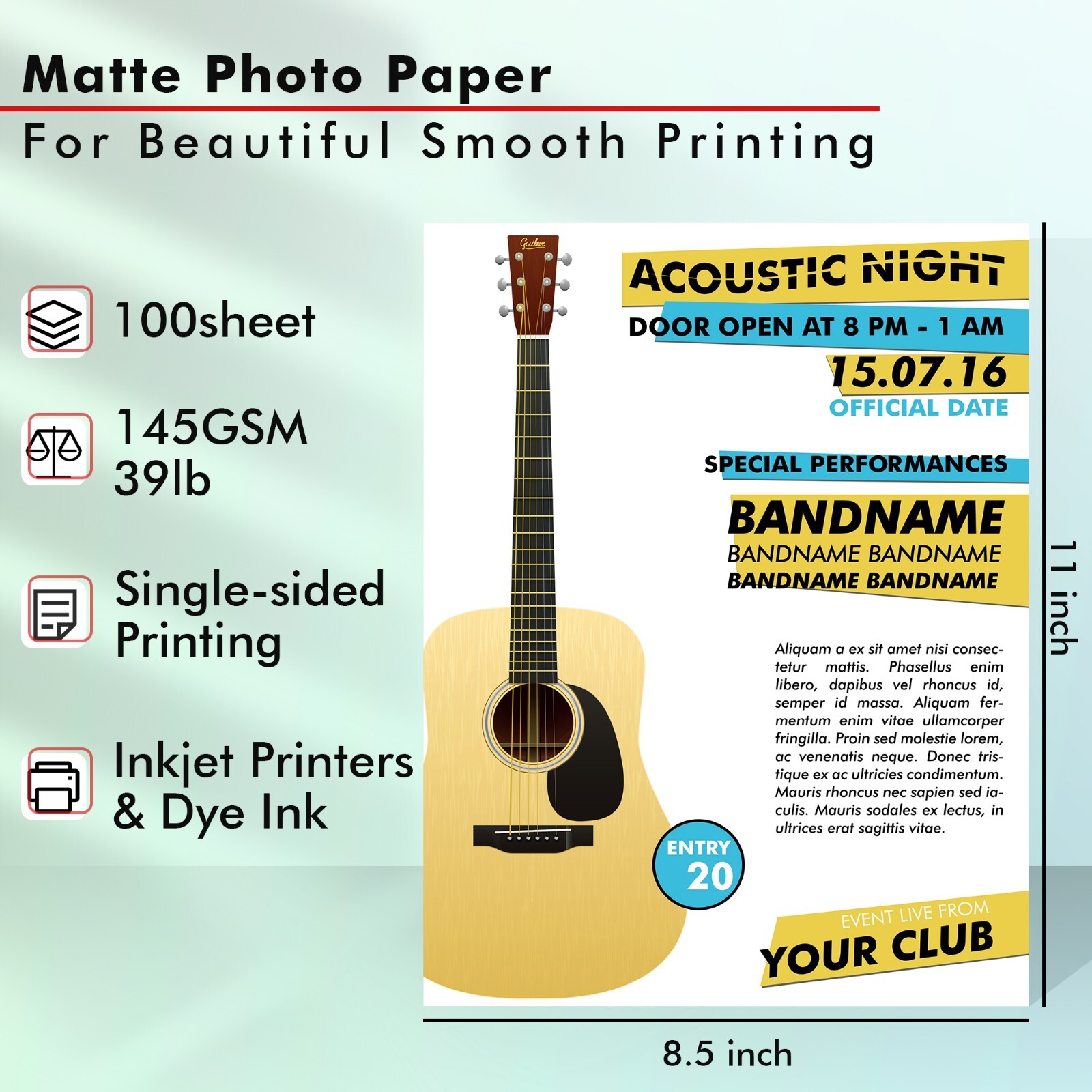 100 Koala Matte Photo Paper 8.5×11 Inkjet Printer Presentation Flyer 29lb 6Mil