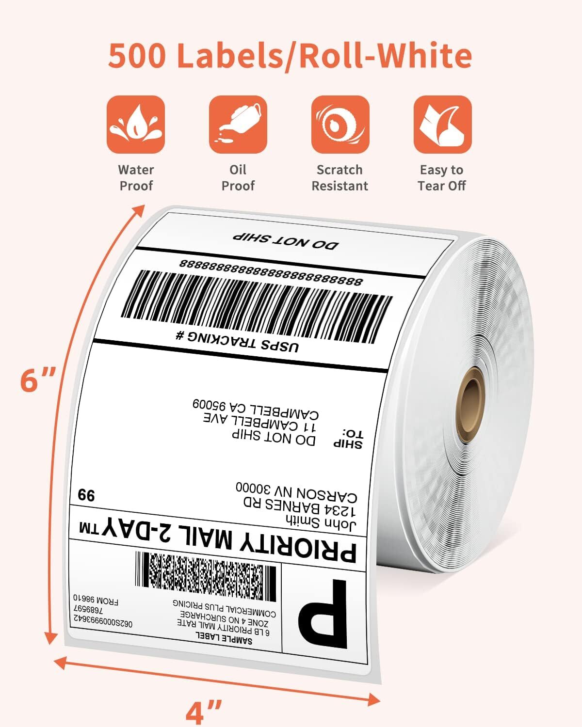 5000PCS 4″ x 6″ Direct Thermal Shipping Address Label Paper Sticker for Printer