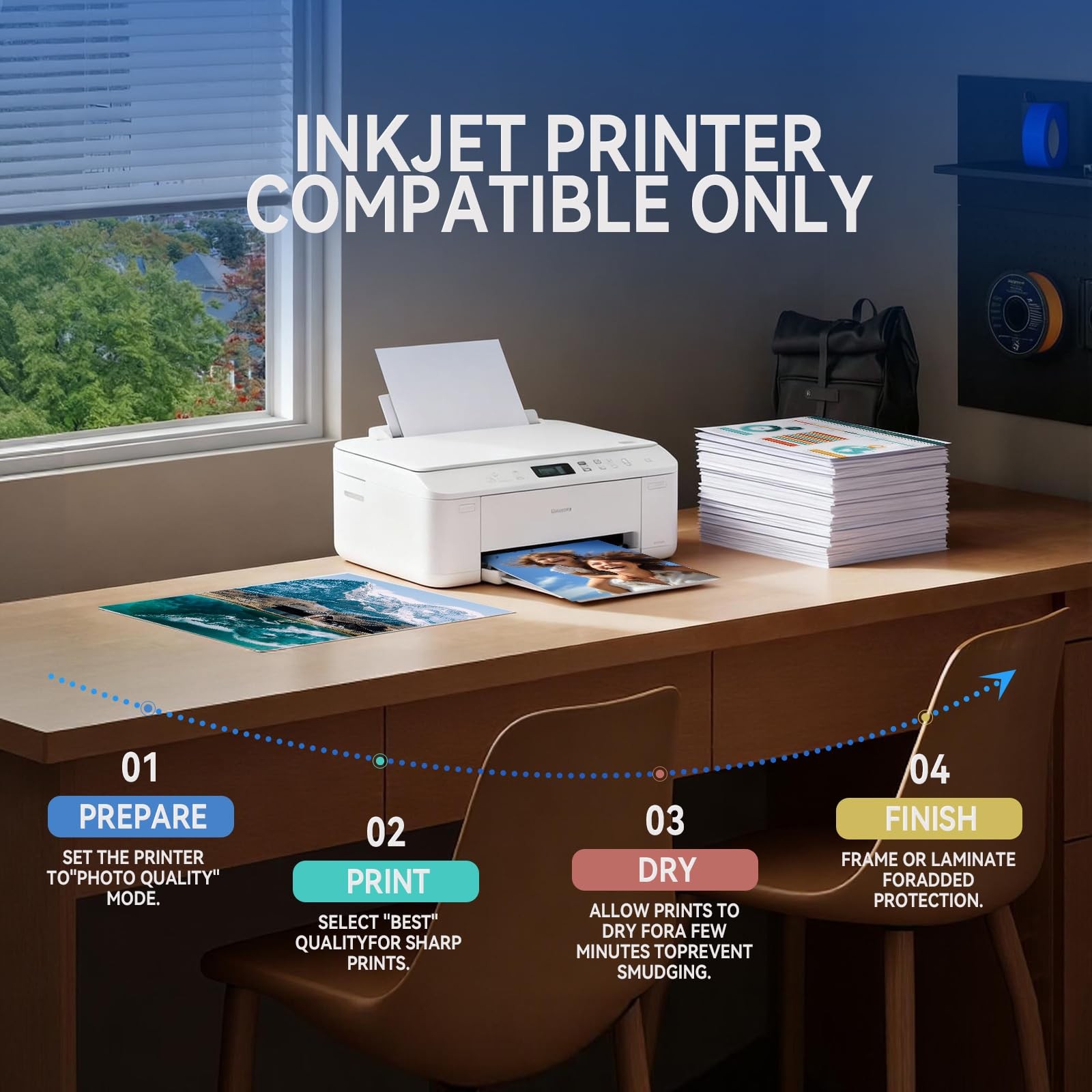 220 Sheets Thin Glossy Photo 120gsm, 8.5×11 Inches Single Side Inkjet Printer…