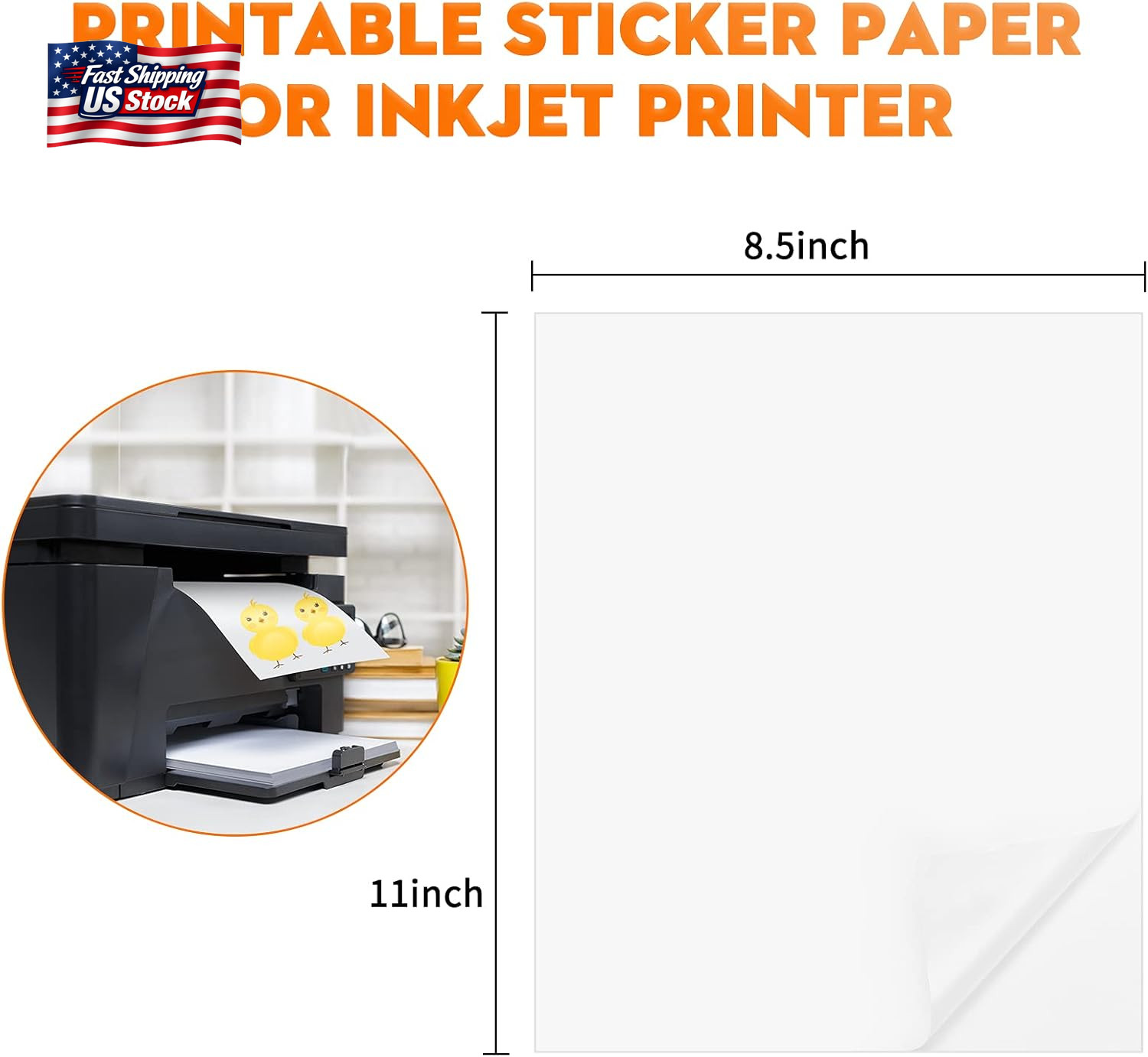 50 Sheets Frosted Waterproof Printable Vinyl Sticker Paper for Inkjet Printer &