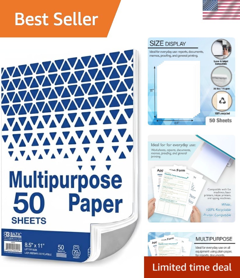 Versatile 50 Sheets 8.5″ x 11″ White Copy Paper – Perfect for School & Work