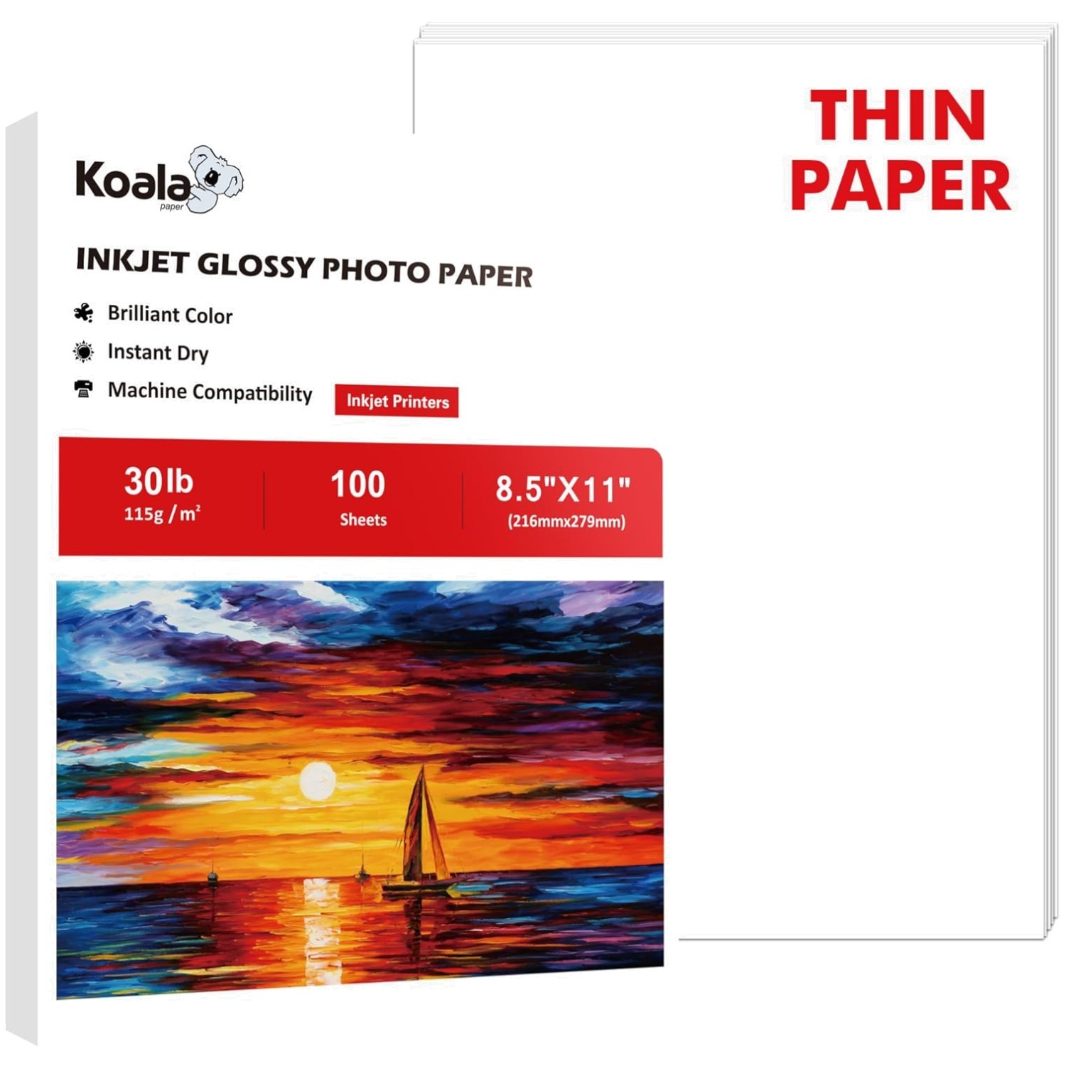 Koala Inkjet Paper 8.5×11 – 100 Sheets – DYE INK Compatible