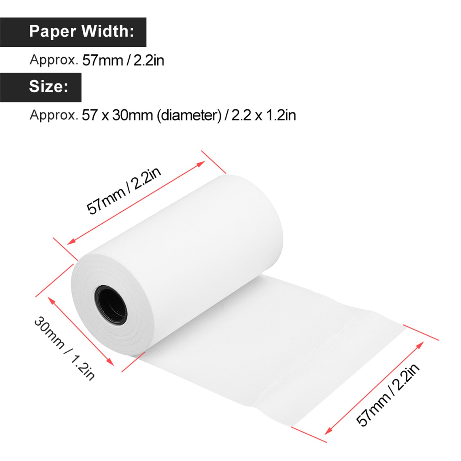 ｀3PCs Thermal Paper Printing Machine Accessories Waterproof 57MM For Peripage