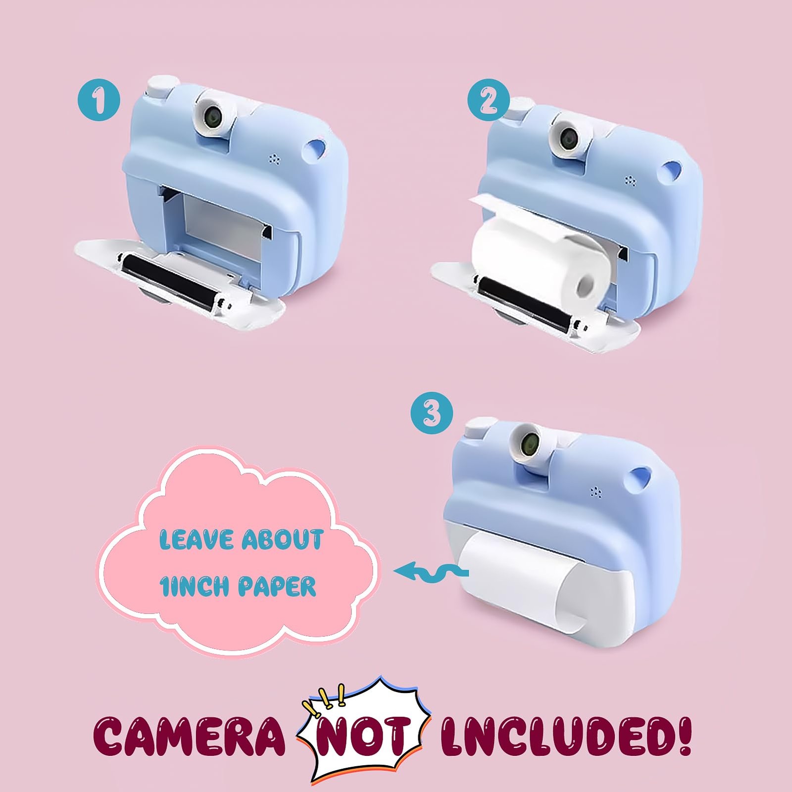20 Rolls Print Paper for Children Instant Camera Refill Pape Kids White