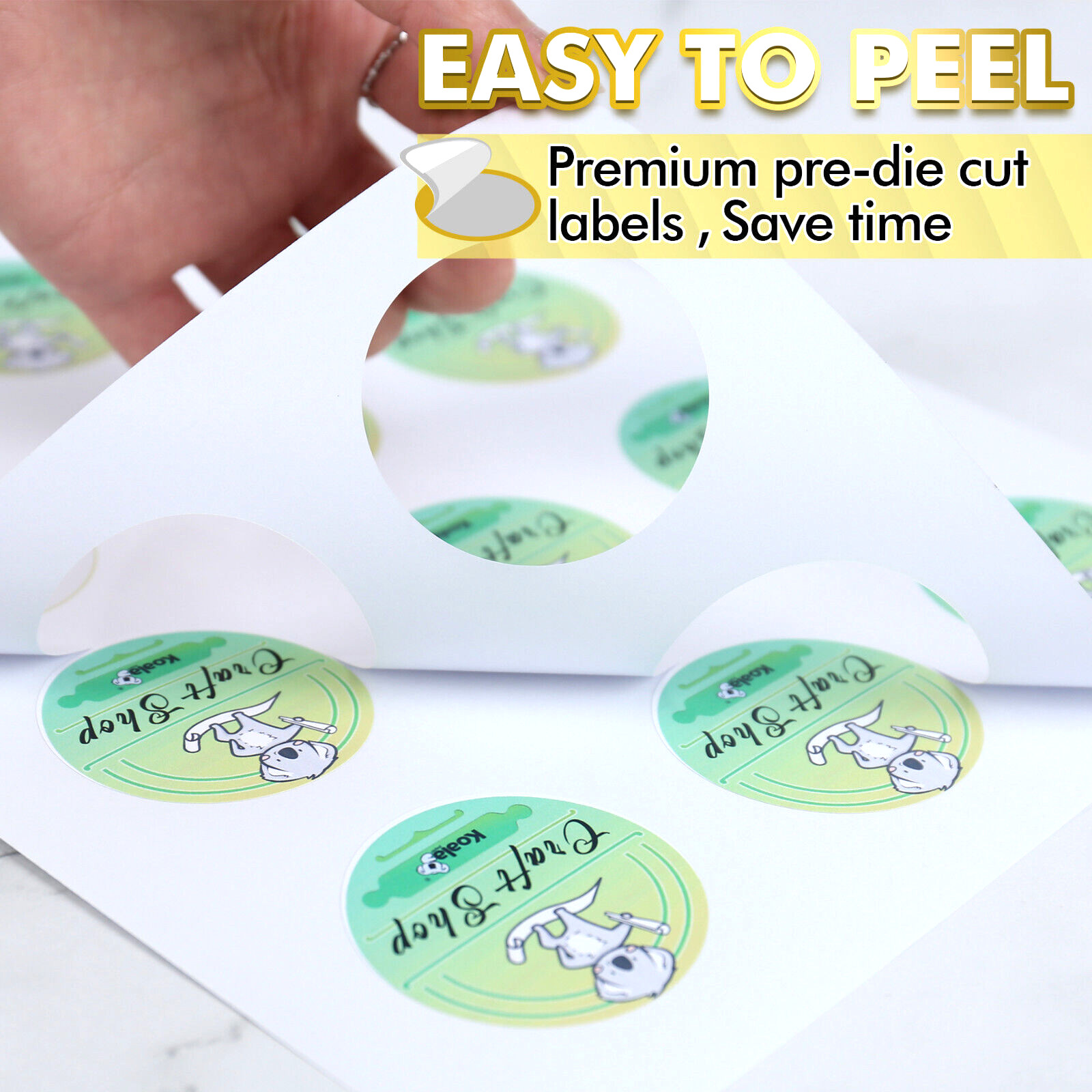Koala Round Labels 2 Inch Printable Round Stickers Waterproof Matte White Label
