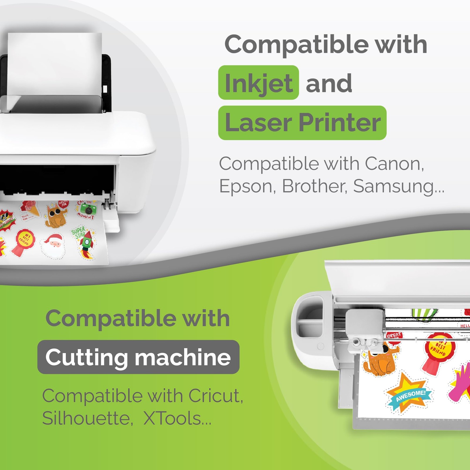 Printable Vinyl Sticker Paper for Inkjet Printers – 34 Matte White Sheets