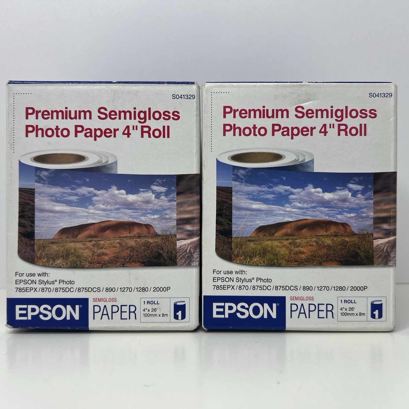 (2) Epson Premium Semi Gloss Photo Paper 4″ Roll 26’ S041329 NEW Read