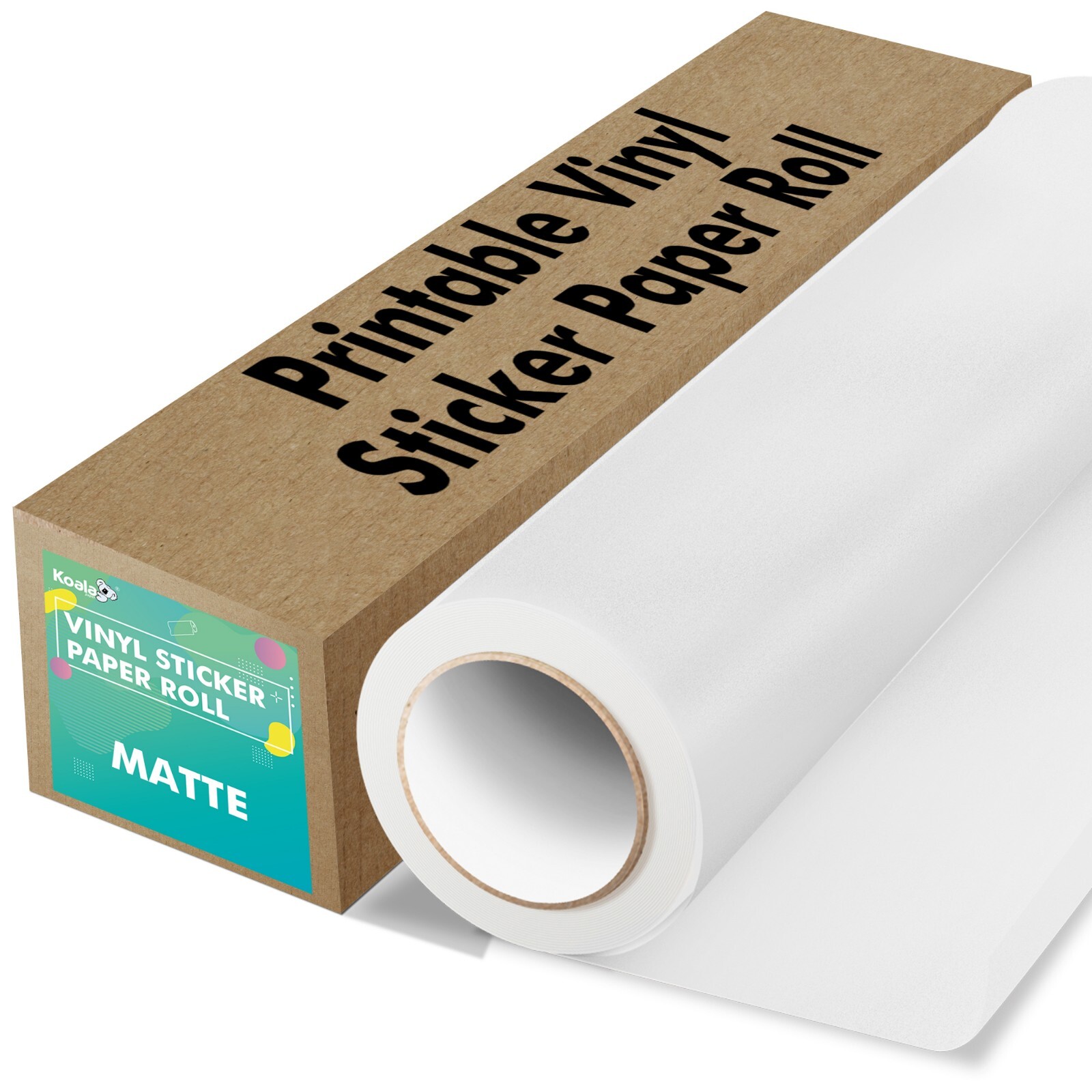 Koala Printable Vinyl Sticker Paper Roll for Inkjet Printer 13″X32.8 FT Matte