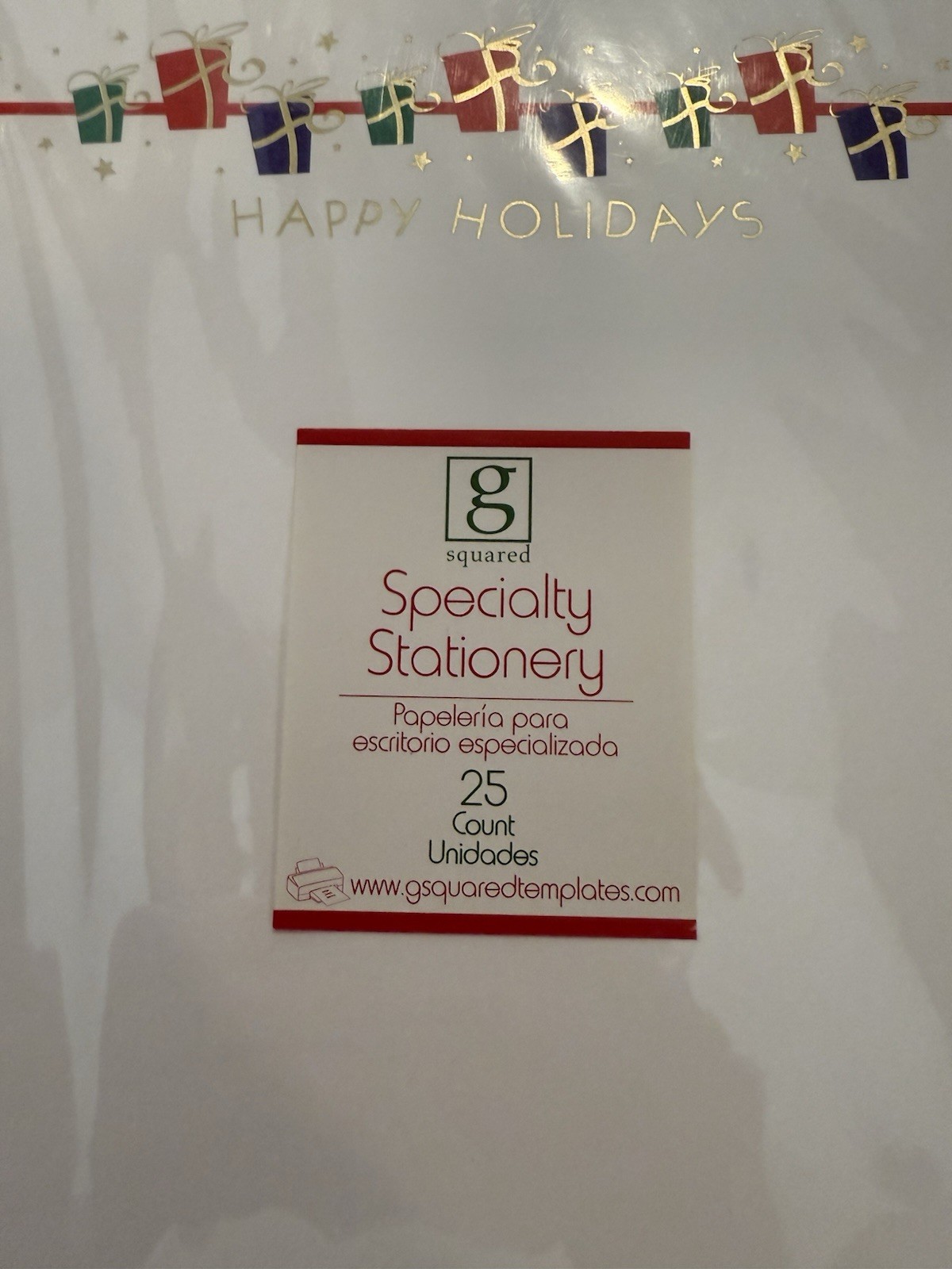 Christmas Specialty Paper – Happy Holidays / 25 Count