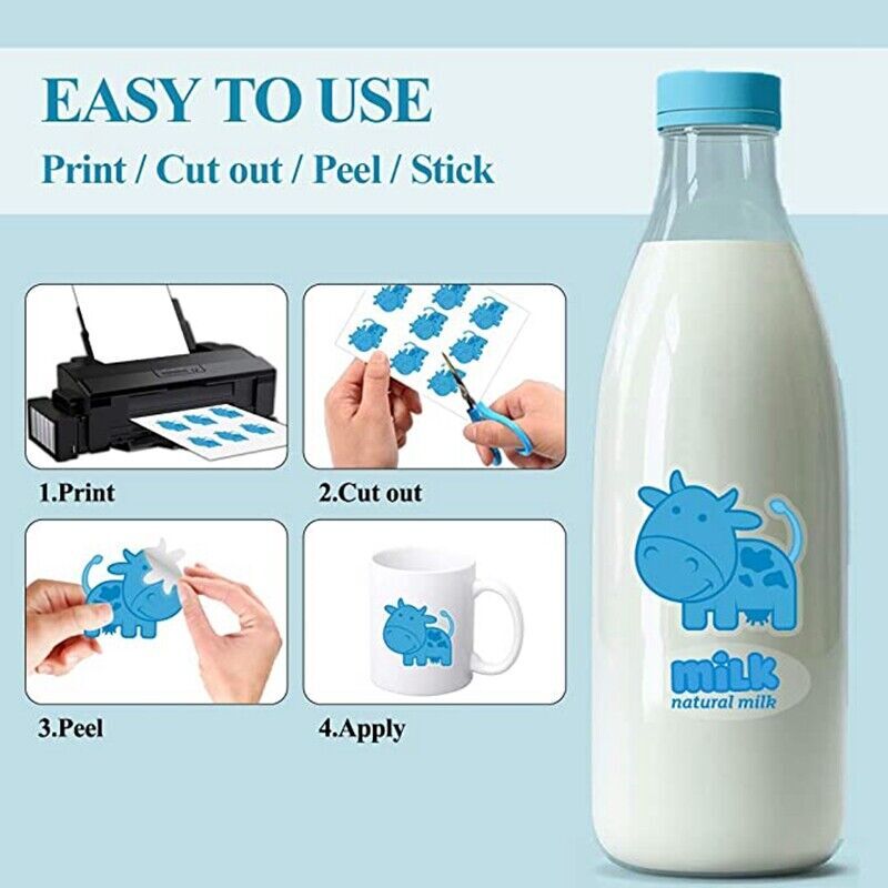 8.5×11 Printable Vinyl Sticker Paper Sheet Clear Label for Laser Printer Cricut