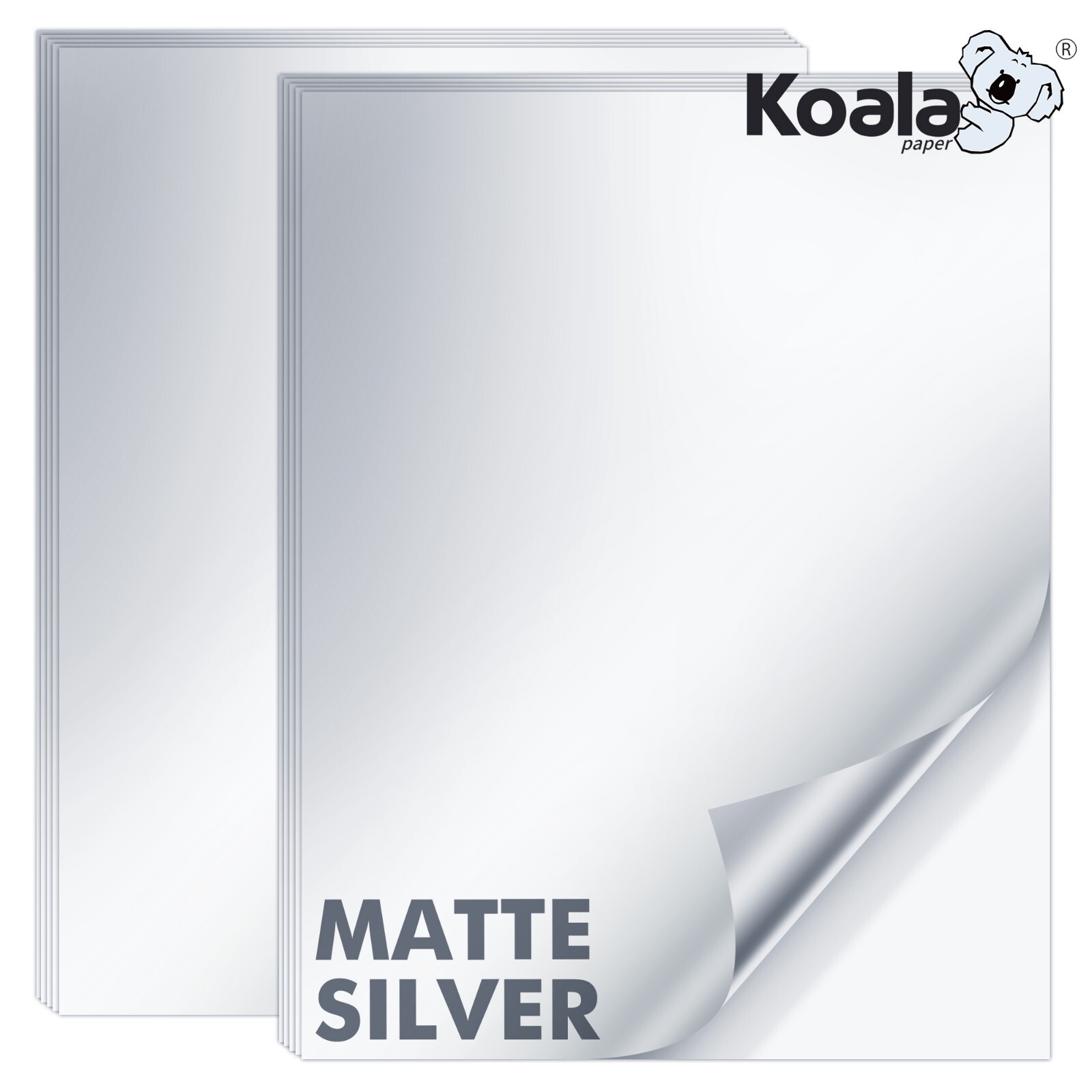 Koala Printable Sticker Paper for Inkjet & Laser Printer, Metallic Silver Glossy