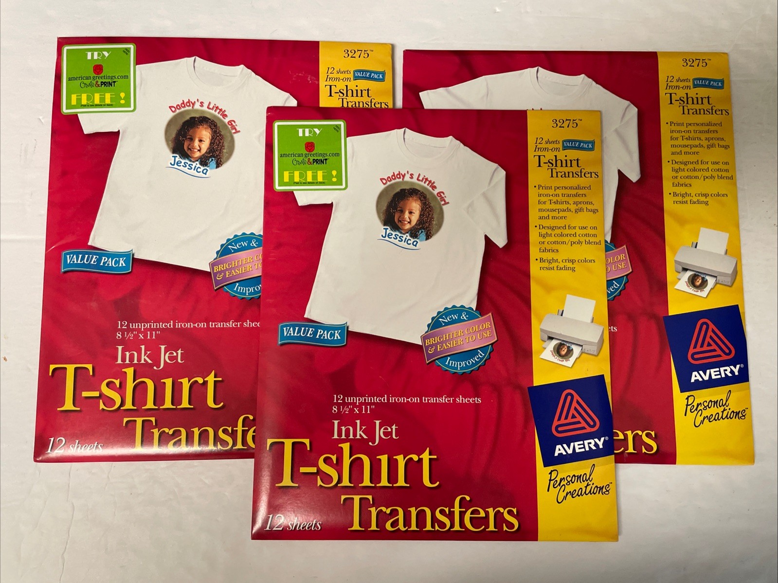 Avery Transfers T-shirt Iron-On Inkjet Printer 3275 8.5″x 11″ 35 Sheets