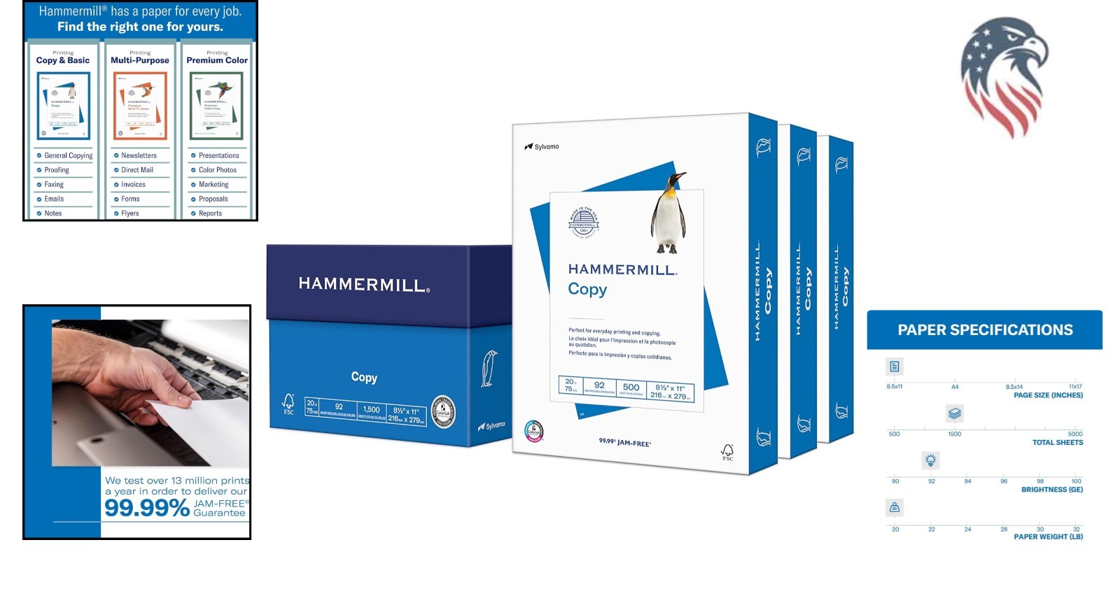 Best-Selling 20 lb Printer Paper, 1500 Sheets, 92 Bright – Eco-Friendly USA Made
