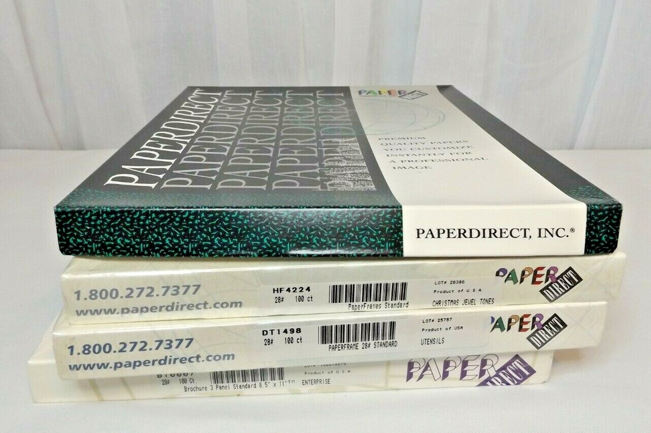 4 Boxes Paper Direct Paper 2 Border Paper, 1 Postcard and 1 Brochure-3P see PICS