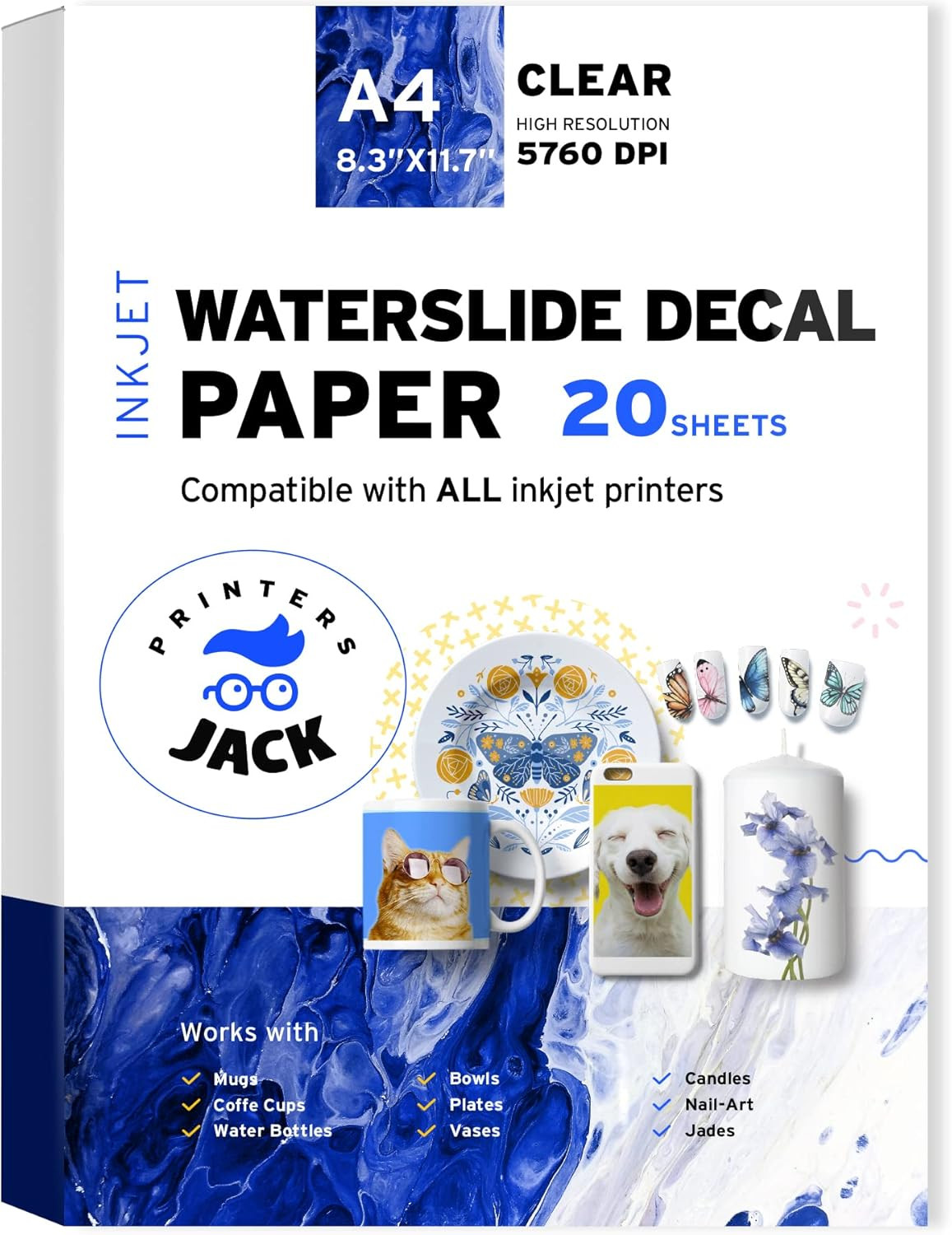 Water Slide Decal Paper Inkjet 20 Sheets A4 Size Premium Water-Slide Transfer Pa