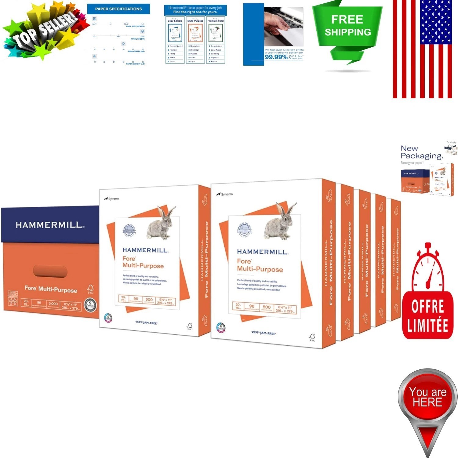 High-Quality Fore Multipurpose 20 lb Copy Paper – 5000 Sheets – Smooth Finish