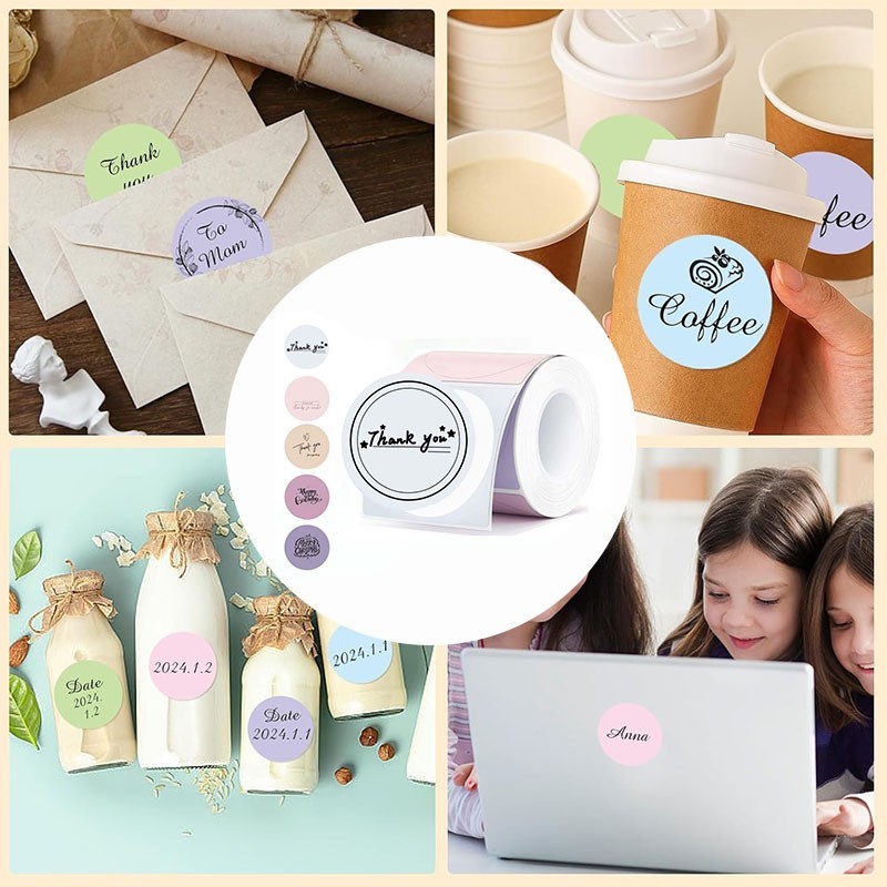 2” Color Cyclic Round Thermal Labels Adhesive Gift Card Printable Sticker Paper