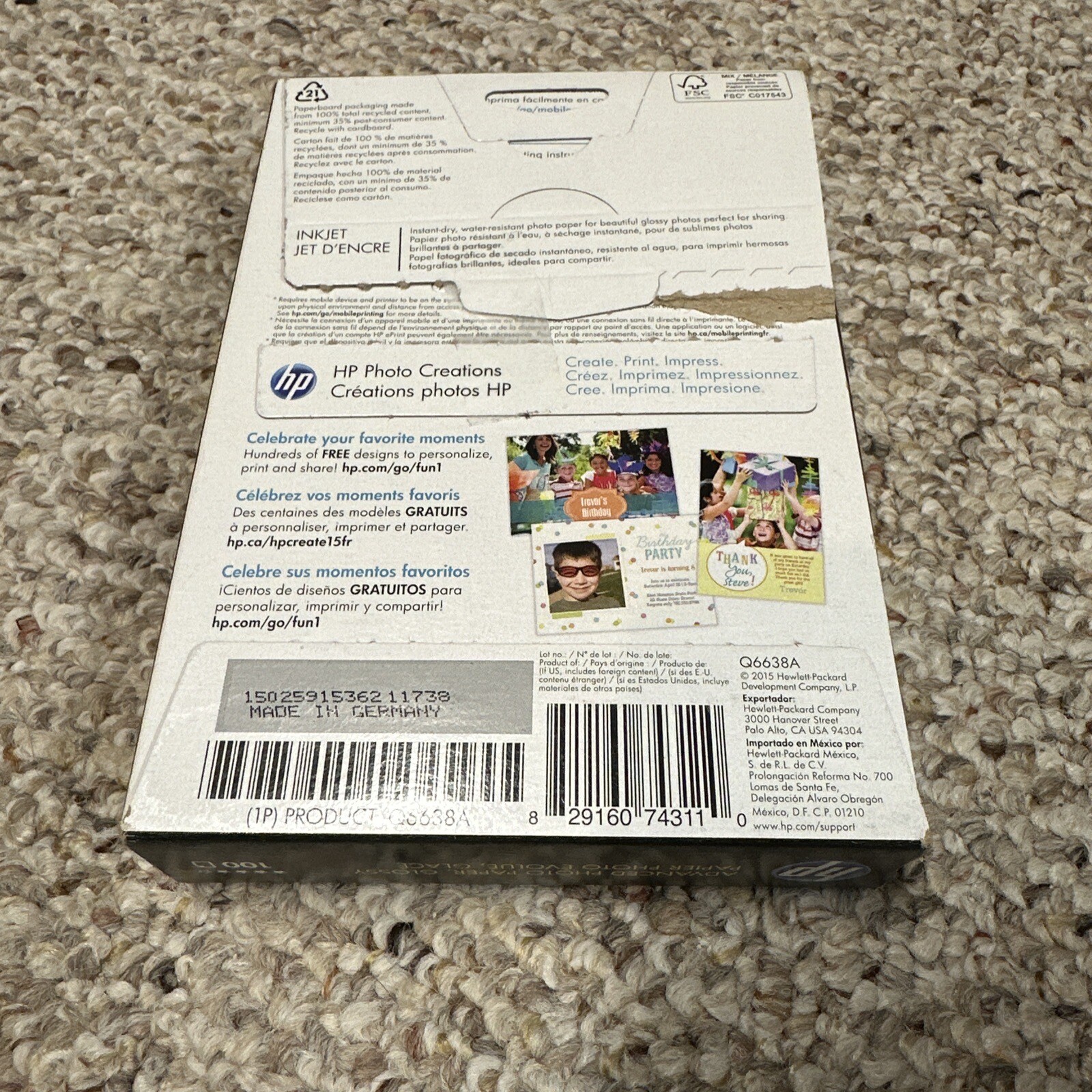 HP Advanced Photo Paper 4×6” Glossy 100 Pack NEW. Works with All Injet Printers