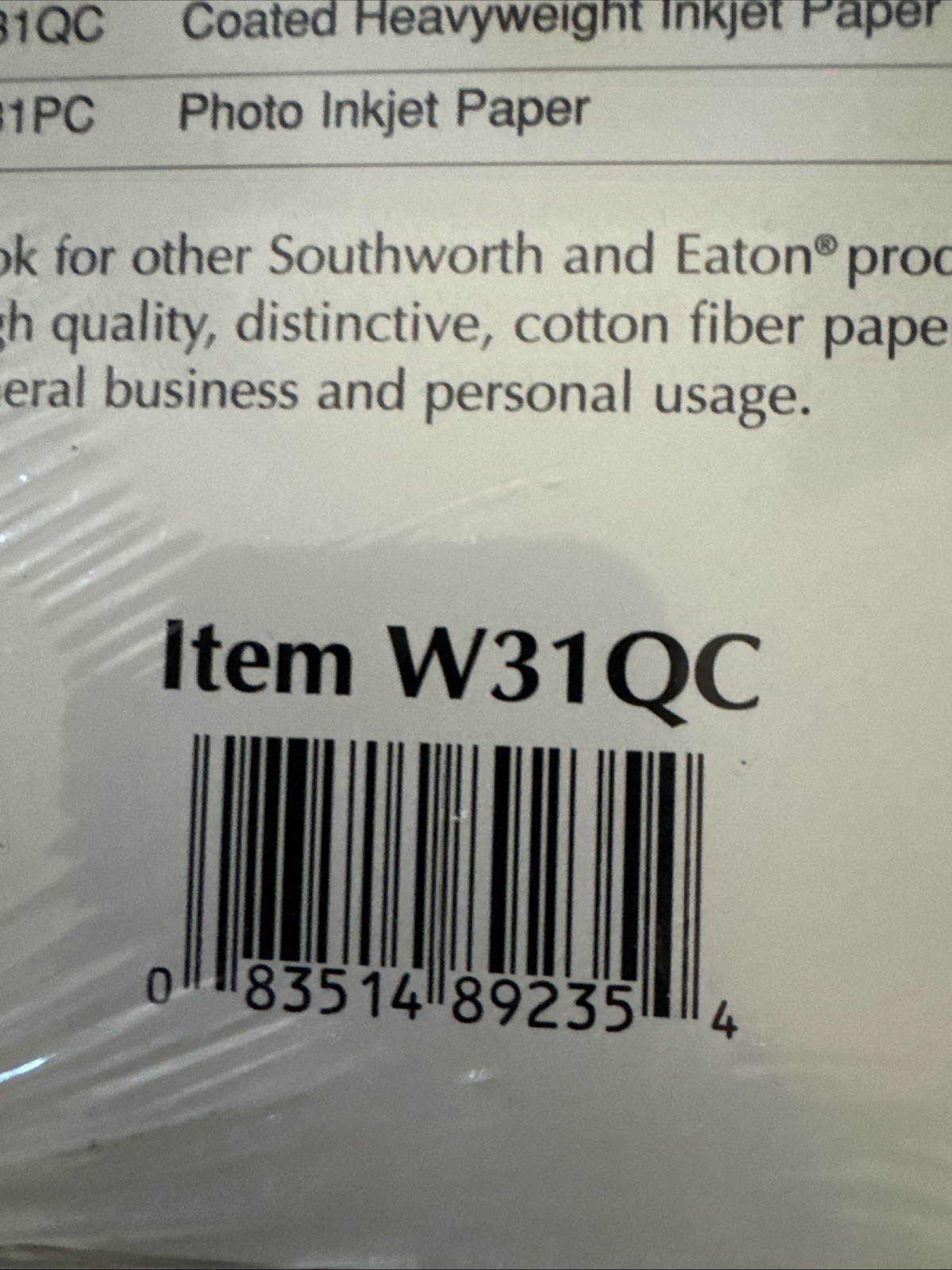 Southworth Coated Heavyweight 36 lb Inkjet Copy Paper Bright White 92 W31QC USA