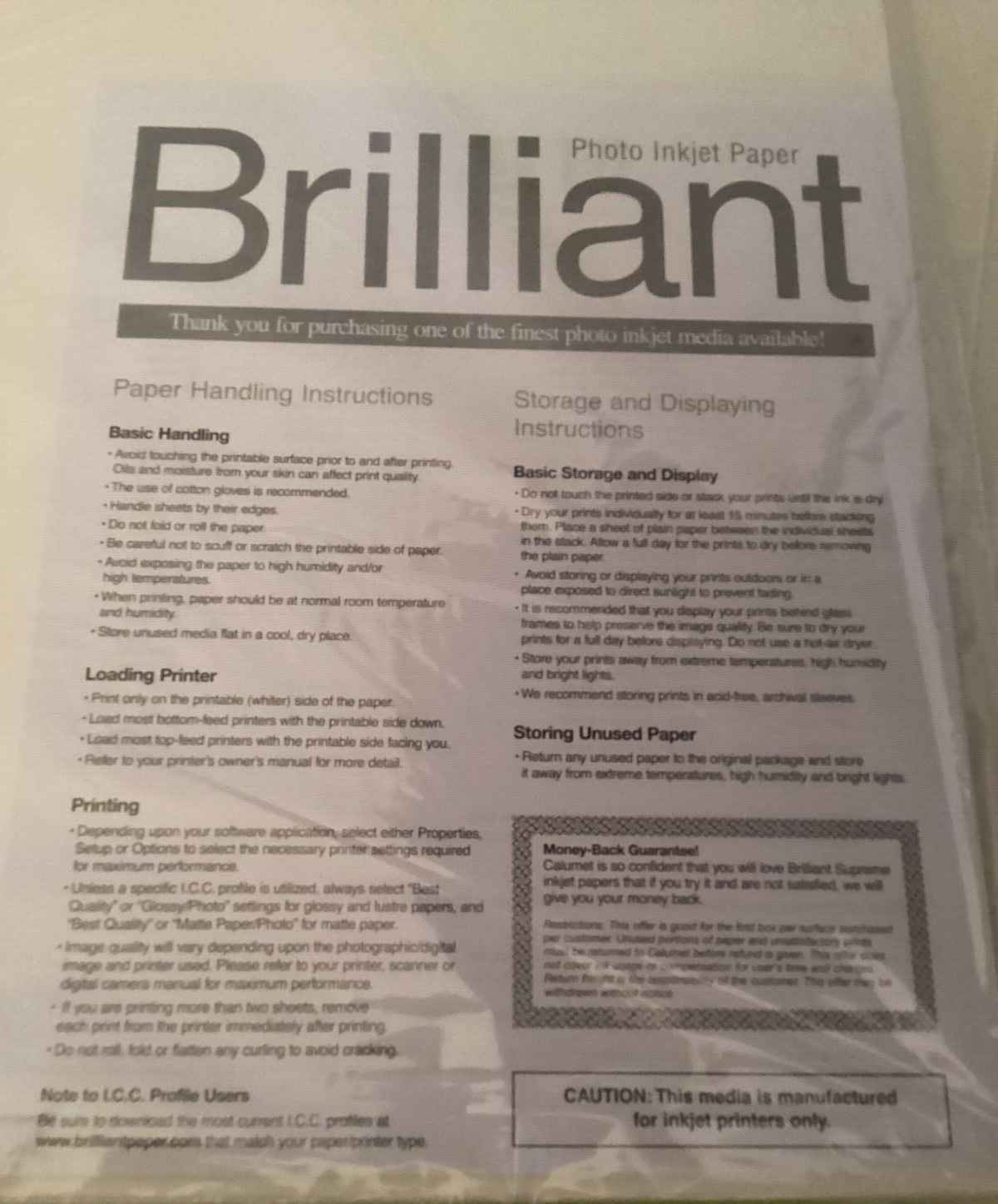 Brilliant Professional Inkjet Photo Paper 11”x17” 25 sheets Made in Germany