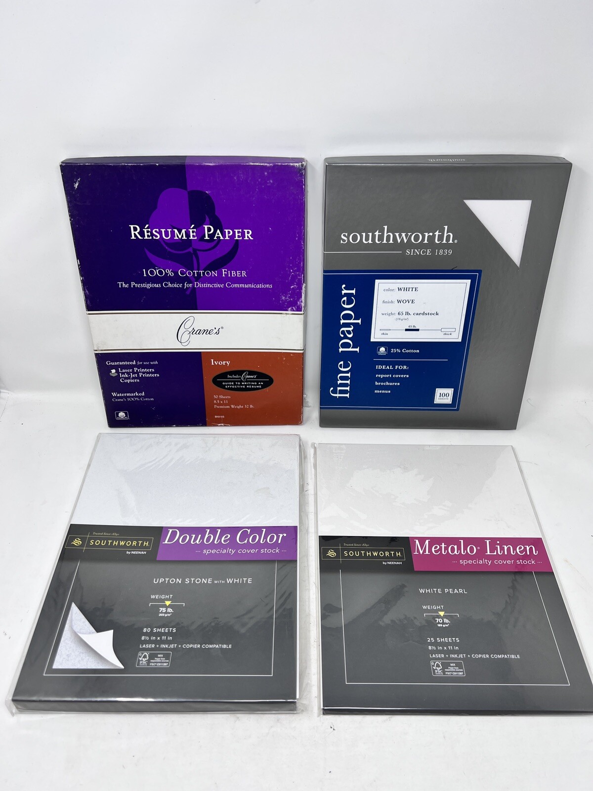 Lot Of 4 Packs Of Specialty Printer Paper Resume Fine Double Color Cover Stock