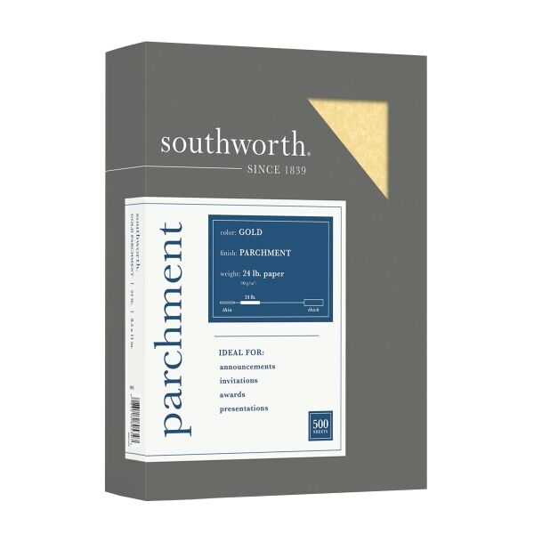 Southworth Laser Parchment Paper 8 1/2″ X 11″ – 24 Lb – Gold (2) 100 Packs