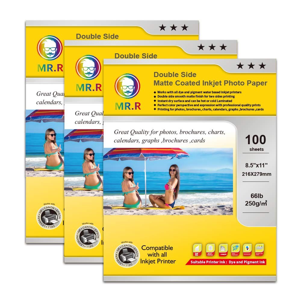 Double Sided Matte Inkjet Photo Name Card Printing Paper 8.5×11 Inch 100 Sheet