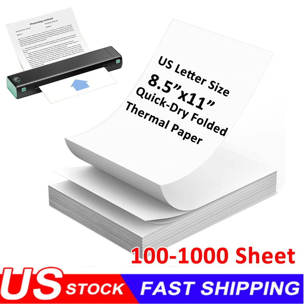 100-1000 Sheet 8.5″ x 11″ Thermal Printer Paper Quick-Dry US Letter Size Paper