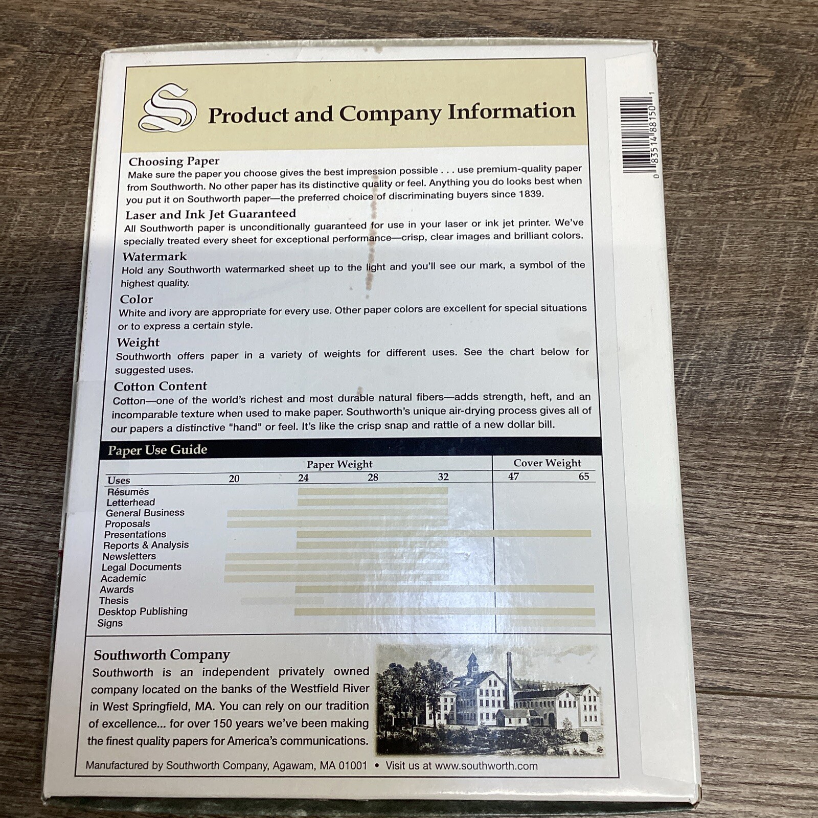Southworth Colors + Textures Collection Fine Parchment Paper Ivory P984C 70 pcs