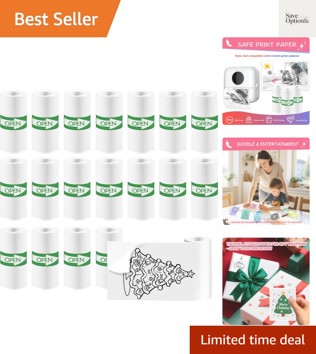 18 Rolls Mini Thermal Printer Sticker Paper, High-Contrast Sticker Paper | Mi…
