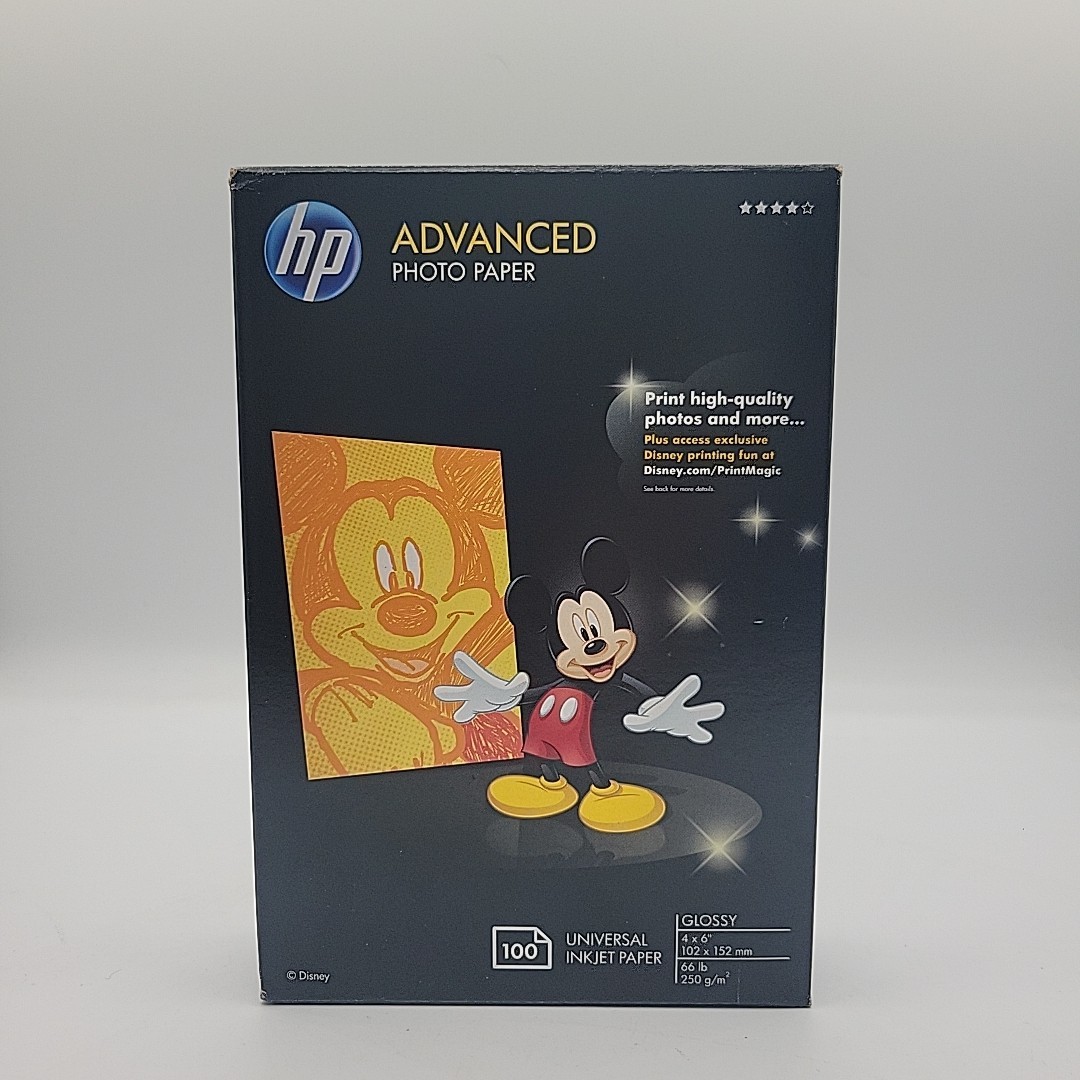 Mickey Mouse HP Advanced Glossy Inkjet Photo Paper 100 Sheets 4 x 6″ NEW