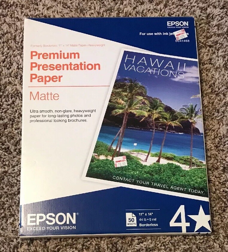 Epson s041468 Premium Presentation Paper Matter 11” X 14” Open Box 39 Sheets