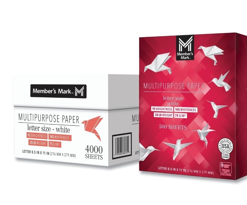 Member’s Mark Multipurpose Copy Paper Printer 10Reams = 4000 Cts White 8.5″x11″