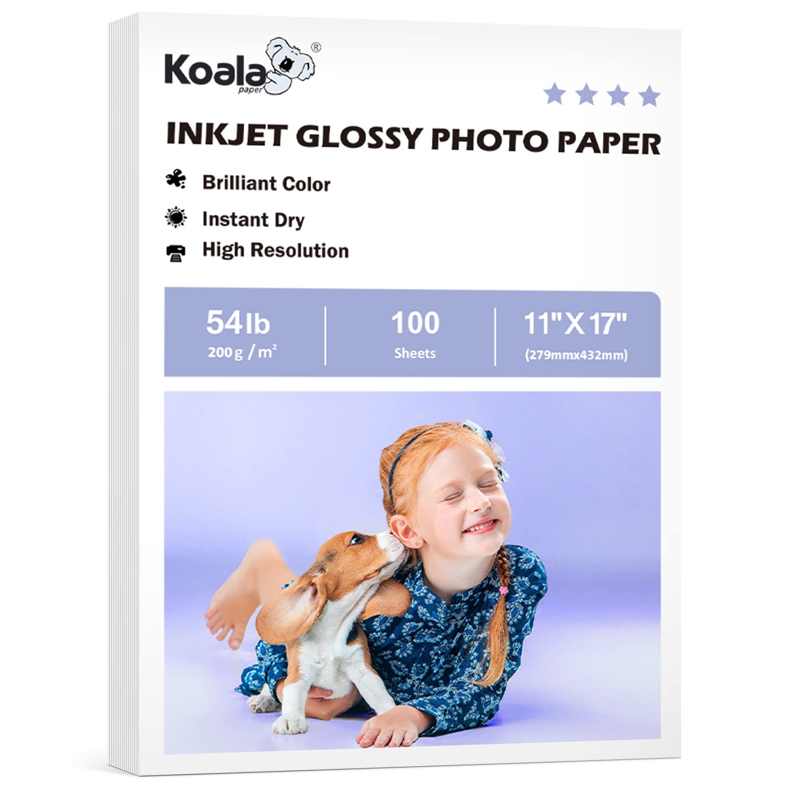 Koala Thick Glossy Inkjet Photo Paper 54 LB 200 GSM 11×17 Inch 100 Sheets