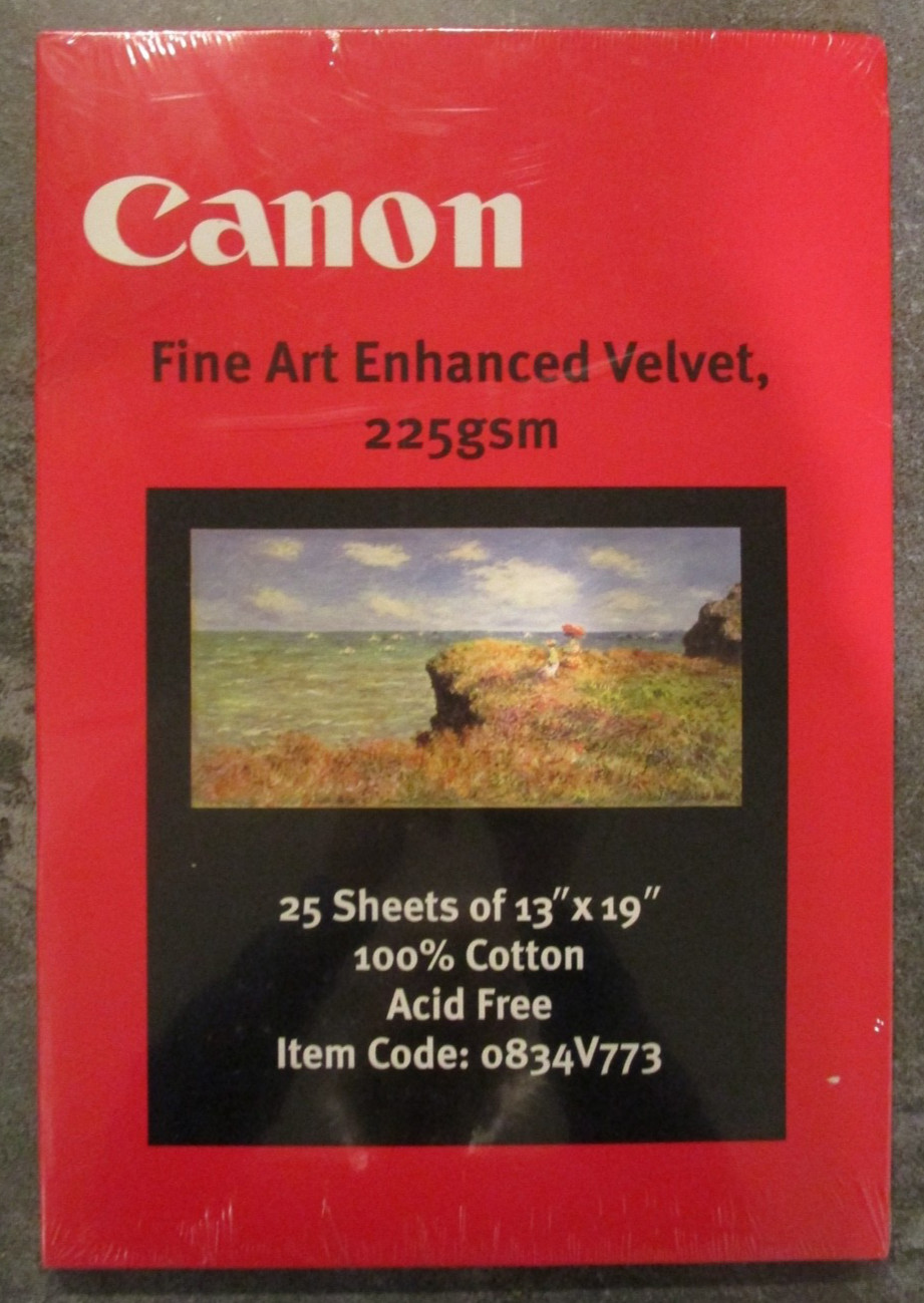 Canon Inkjet Paper 13×19 (25) 225gsm Fine Art Enhanced Velvet, #0834V773, NEW