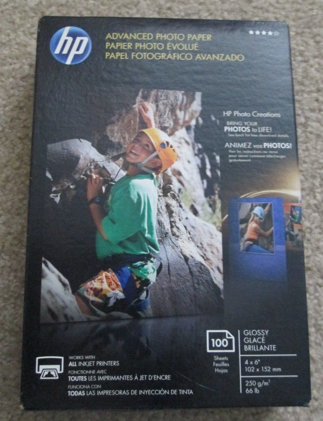 HP Advanced Glossy Photo Paper 100 Sheets 4 x 6 in Borderless NIB