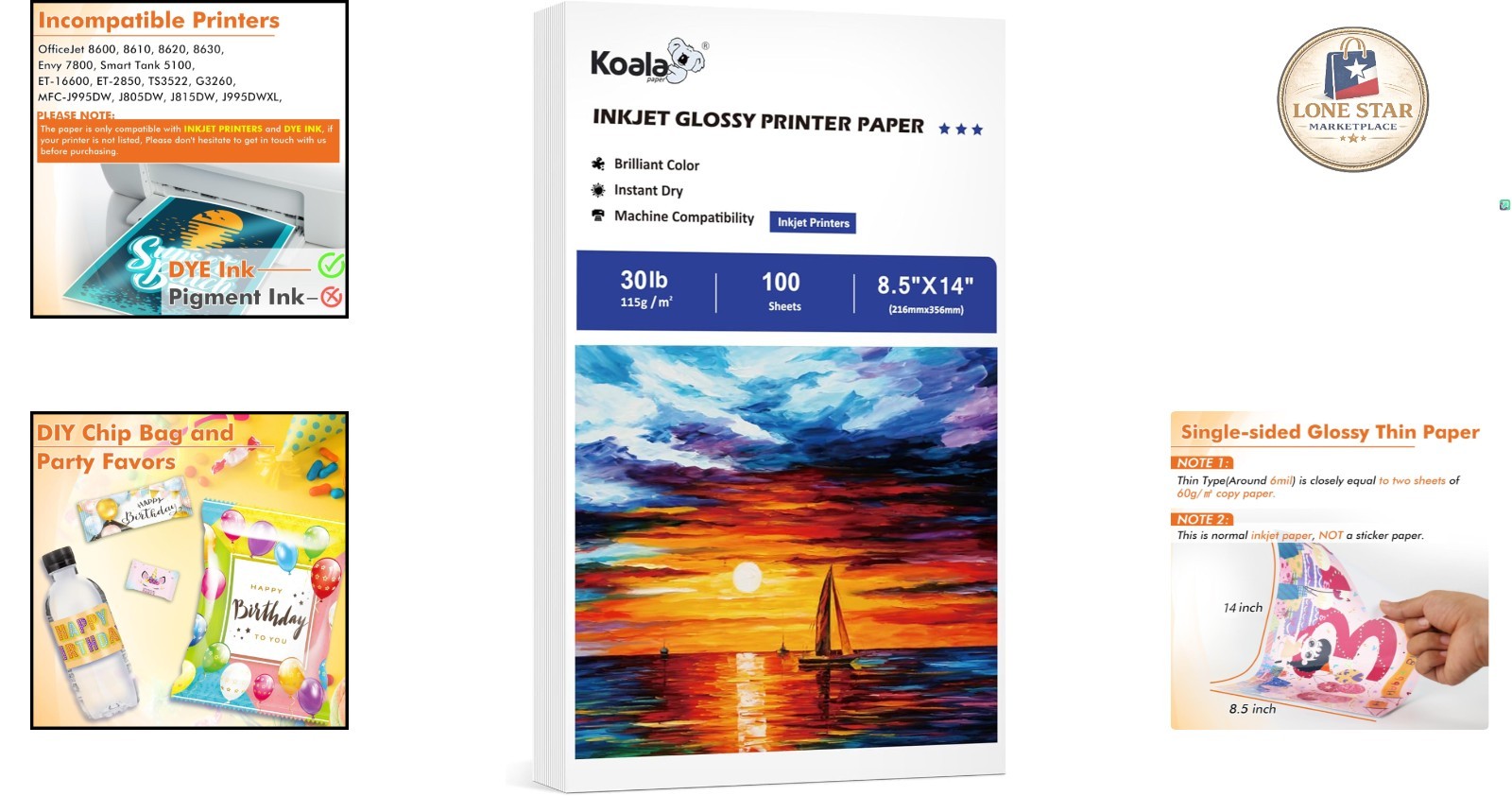 Professional-Grade Glossy Inkjet Printer Paper 8.5×14 – 100 Sheets, DYE INK Only