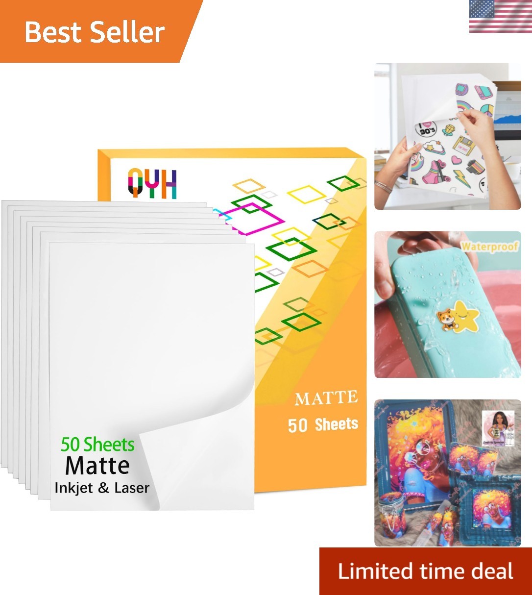 Printable Vinyl Sticker Paper for Inkjet & Laser Printer – Matte White Waterp…