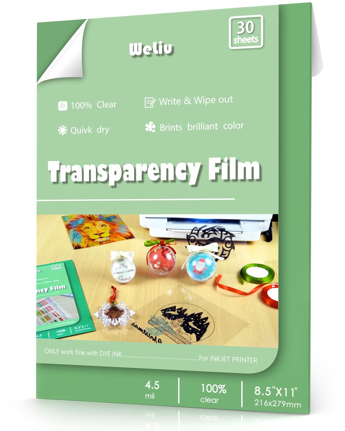 Weliu Transparency Sheets for Inkjet Printers, Clear Acetate Sheets