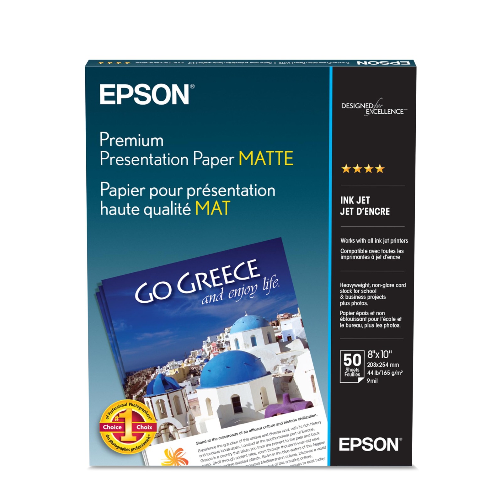 Presentation Paper Matte 8×10 Inches 50 Sheets Bright White Epson S041467