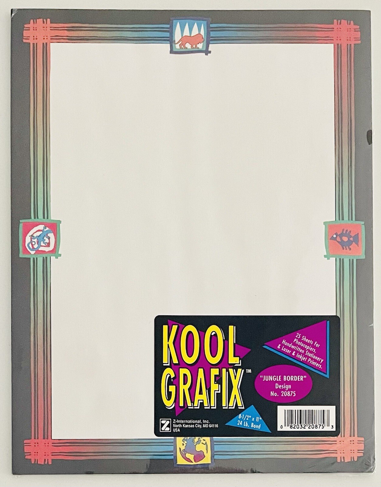 Vintage Kool Grafix Jungle Border Paper 8 1/2×11 #20875 25 Sheets NOS – Lot Of 3