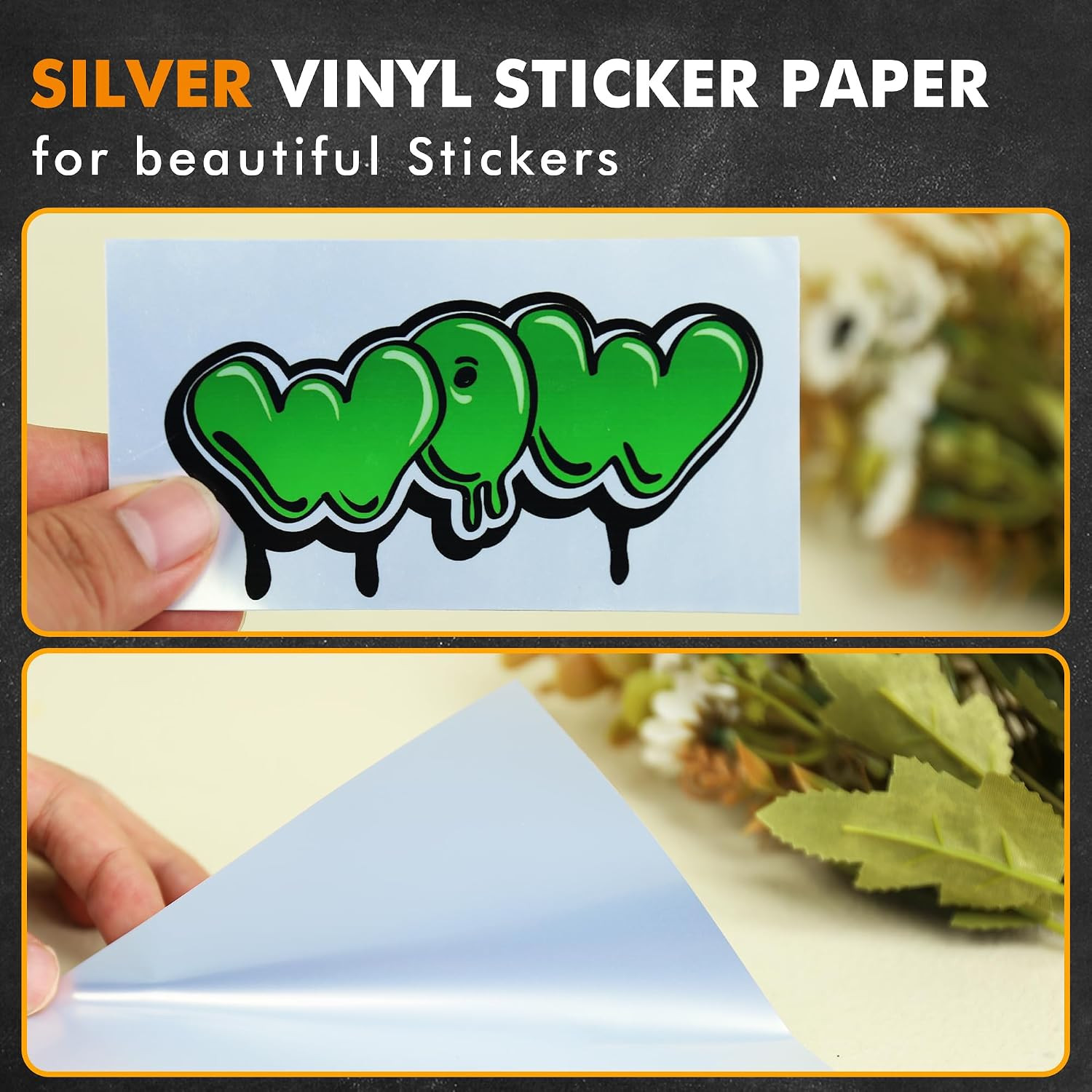 Printable Silver Vinyl Sticker Paper for Inkjet and Laser Printers – 20