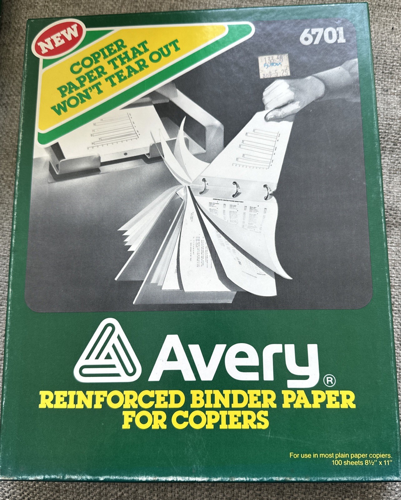 80s Vintage Avery 6701 White Copy Paper Printers 11×8.5 100 sheets Office Work