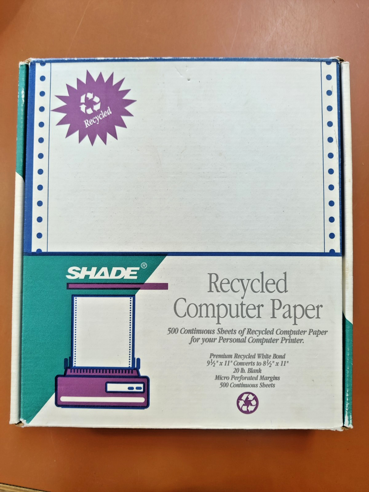Vtg Dot Matrix Continuous Feed Printer Paper 9.5″x 11″ Abt 350 Sheets White