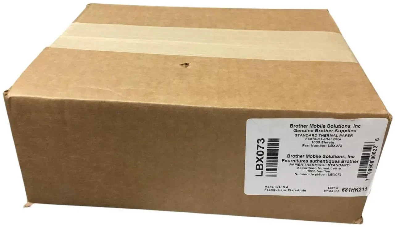 Brother 8.5in x 11in White Direct Thermal Paper Fanfold 1000 sheet Model LBX073