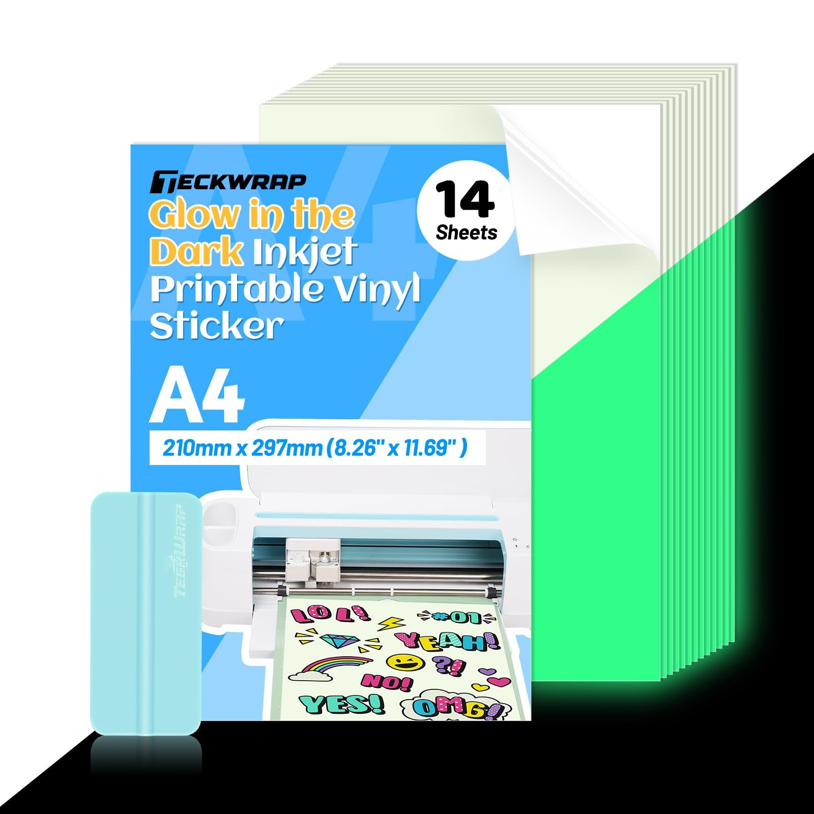 Printable Vinyl Sticker Paper, Glow in the Dark Sticker Paper for Printer, A4…