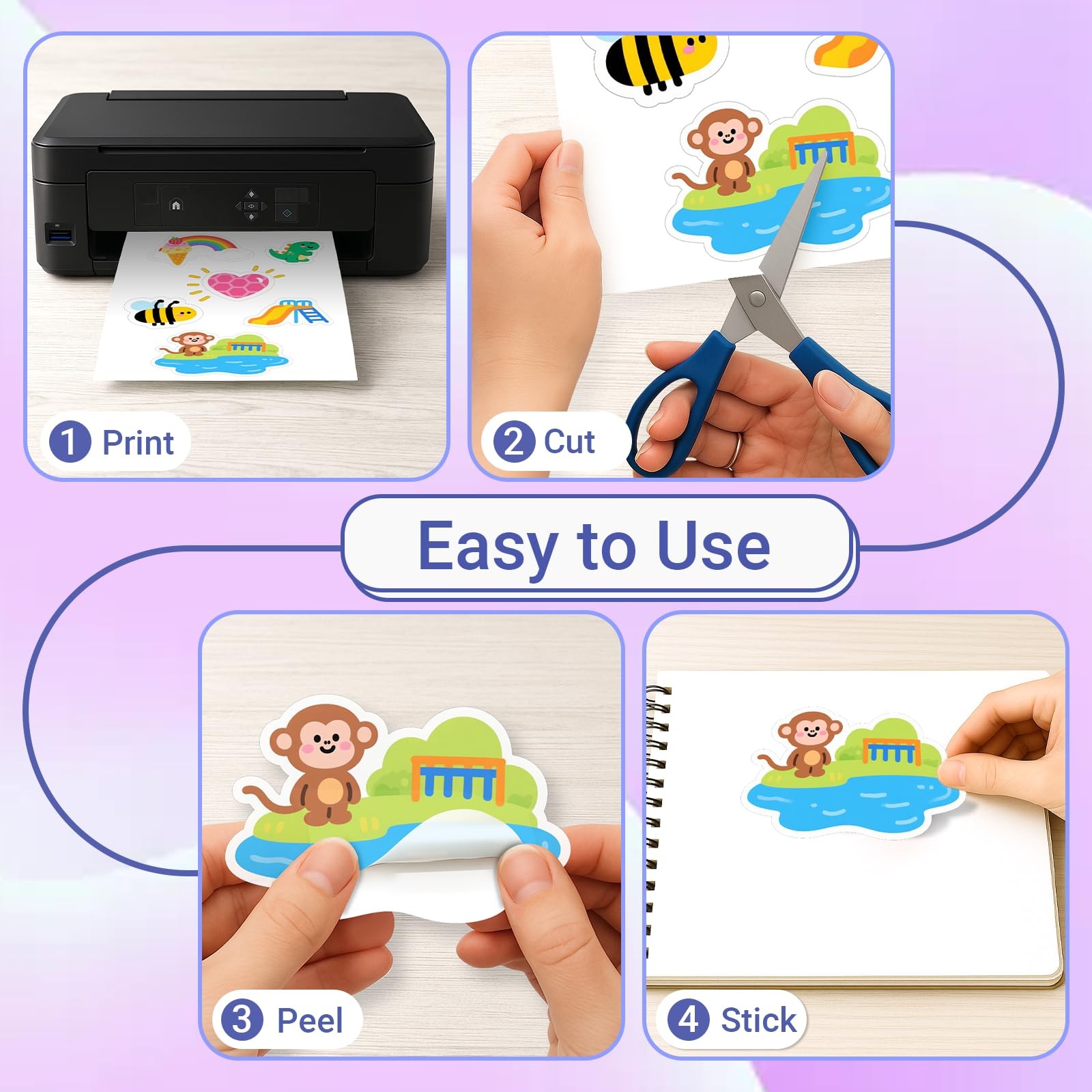 18 Sheets Sticker Paper for Self Printing A4, Matte White Waterproof Printing…