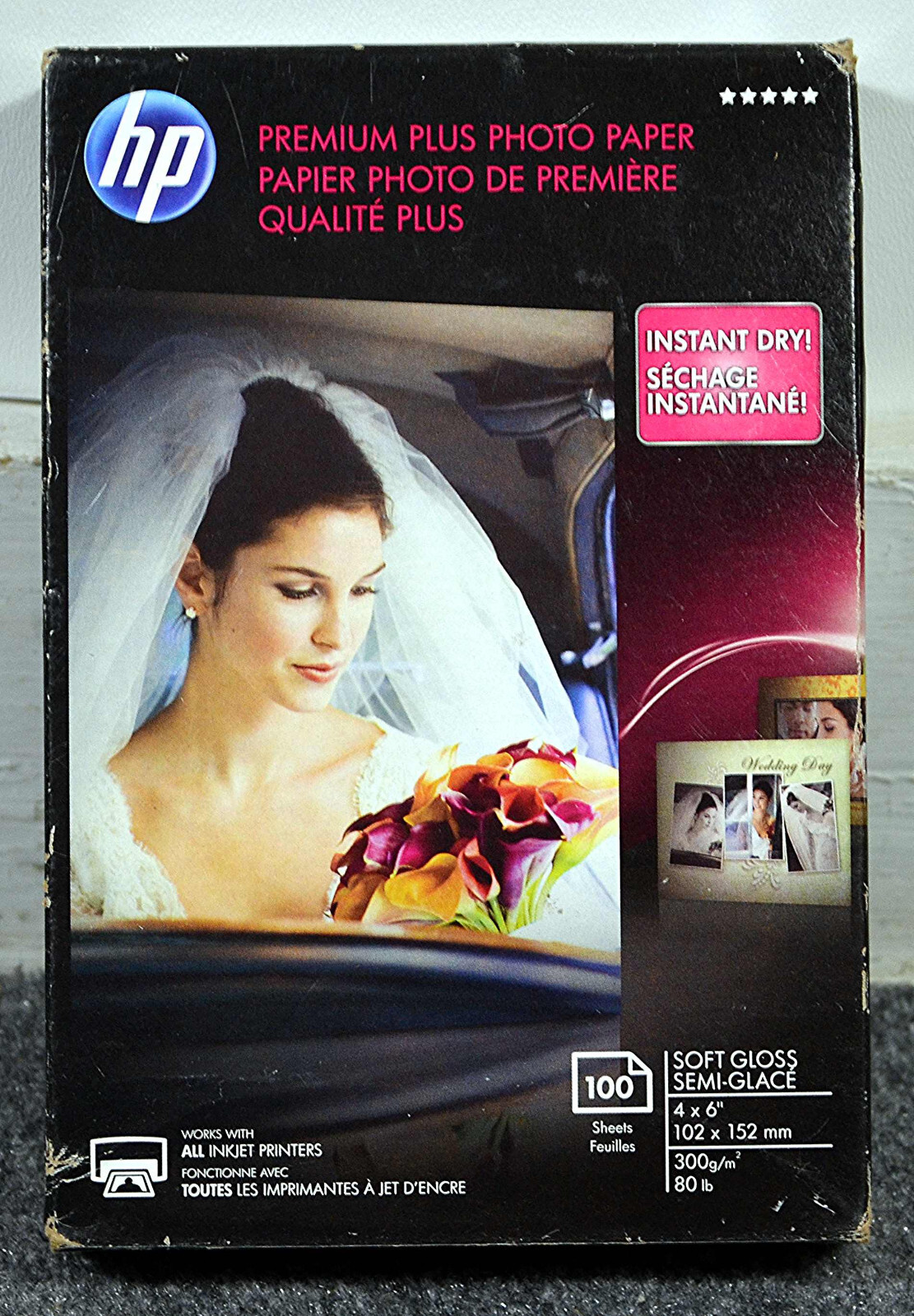 New HP Premium Plus Photo Paper-instant dry! 100 Sheets 4 X 6 size – Soft Gloss