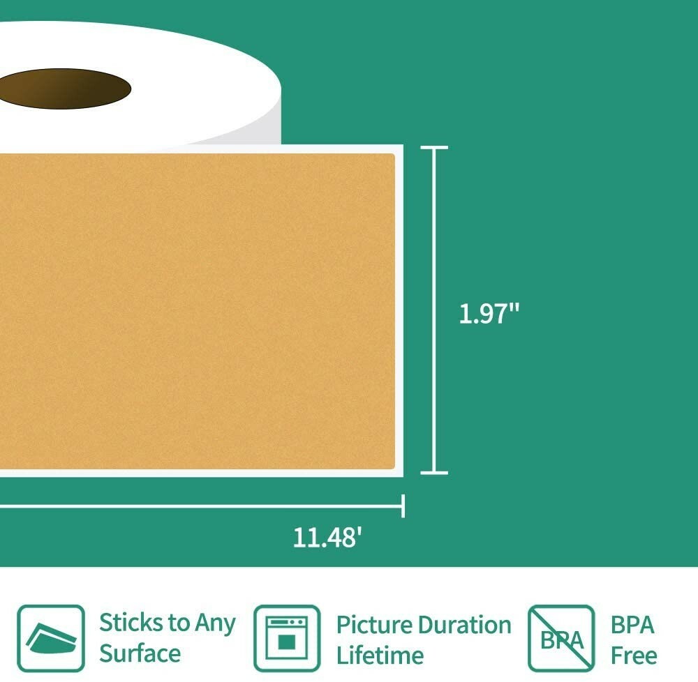 Phomemo M02 Gold Glitter Thermal Label Printer Paper Adhesive 53mm x3.5m 3 Rolls