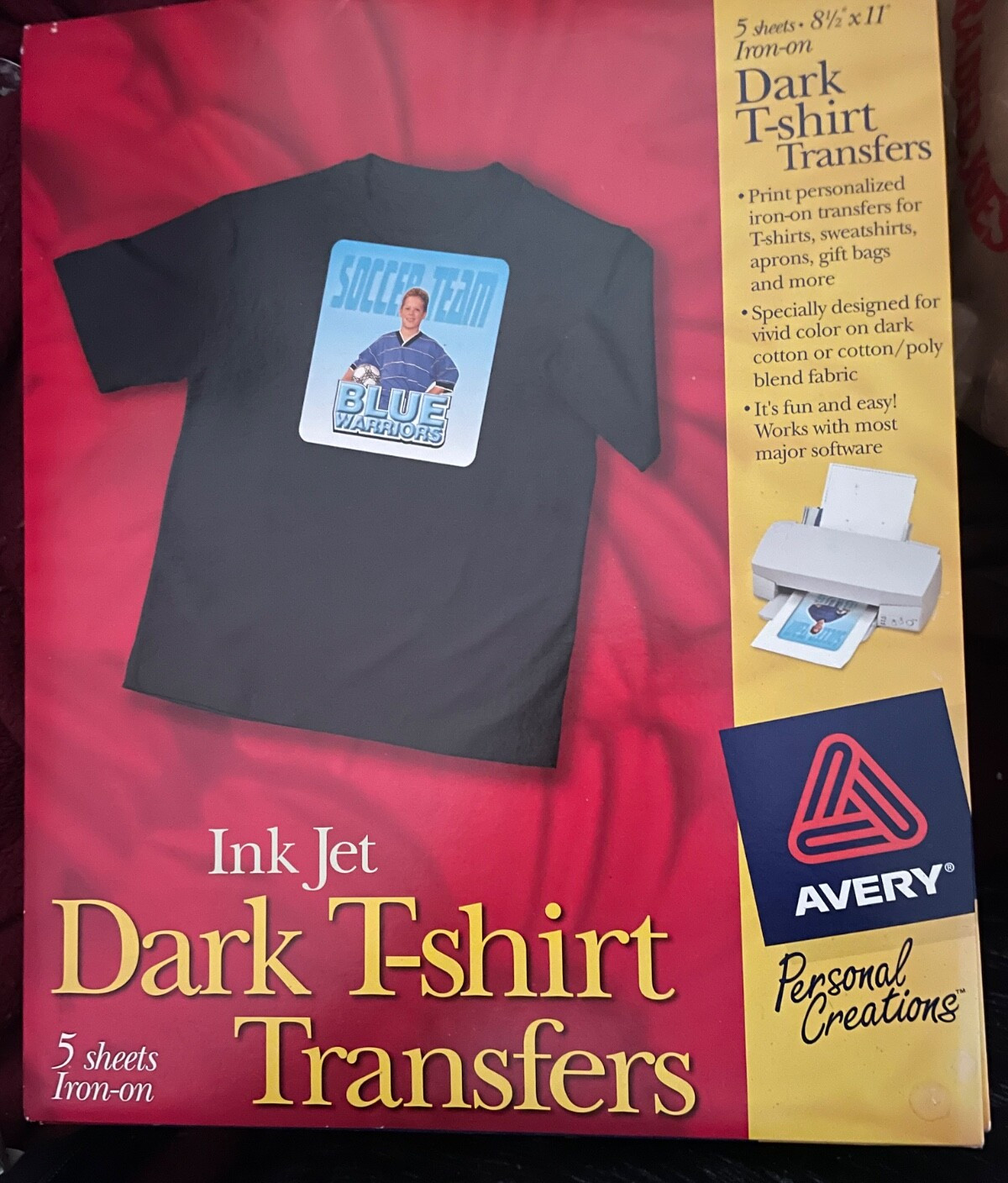 Avery 3279 Dark Fabric T-Shirt Transfers 8 1/2 x 11, set of (2) 5 packs NEW
